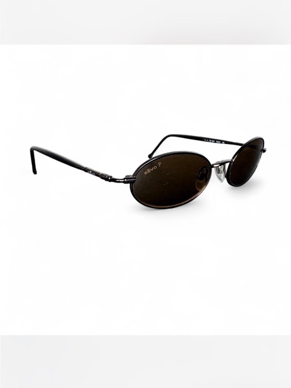 Revo Sleek Oval Sunglasses 3018 Bronze Black H20 Polarized Brown 49-20-135 Vtg